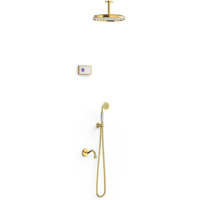 Regendouche set electronisch Tres Shower Technology Classic | Inbouw | Thermostaatkraan | 3-weg | Vintage | 24k Goud glans