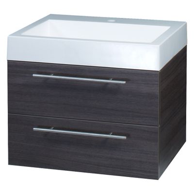 Differnz Force badkamermeubel 58cm 1 kraangat grijs eiken Differnz Force badkamermeubel 58cm 1 kraangat grijs eiken