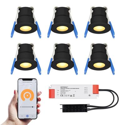 Set van 6 Milano Smart LED Mini Inbouwspots - Veranda spots - 12V 3W 200lm - Dimbaar - Wifi & Bluetooth - 2700K - IP65 waterdicht - Zwart
