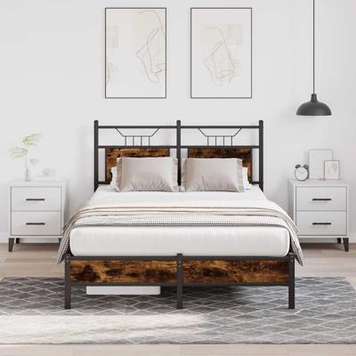 Bedframe zonder matras hout gerookt eikenkleurig 120x190 cm