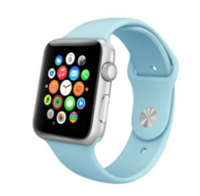 Rubberen sportbandje - Baby blauw - Geschikt voor Apple Watch 38mm / 40mm / 41mm - thumbnail