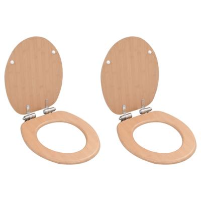 Toiletbrillen 2 st met soft-close deksels MDF bamboeontwerp