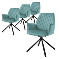ML-Design eetkamerstoelen set van 4 fluweel, sage, woonkamerstoel met arm en rugleuning, draaistoel autostoel, - thumbnail