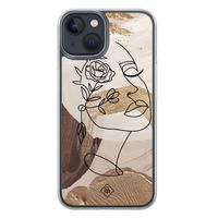 iPhone 13 mini hybride hoesje - Abstract gezicht bruin