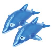 Opblaasbare dieren - 2x - dolfijn - blauw - pvc - 53 cm - decoratie
