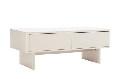 Salontafel SAVOY 120 cm 3D wit met wit marmeren keramisch blad - 47803
