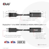 CLUB3D DisplayPort 1.4 to HDMI 4K120Hz or 8K60Hz HDR10 Cable M/M 3m/9.84ft - thumbnail