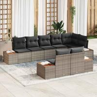 Tuinbankenset met kussen 8 pcs Grijs Poly riet