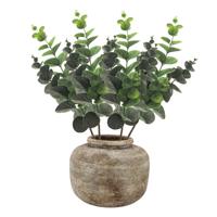 Kunstbloem/kunsttak Eucalyptus Bella - 4x - 38 cm - donkergroen - kunst zijdebloemen