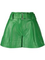 GANNI short ceinturée à pinces - Vert