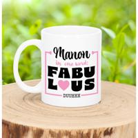 Naam mok Manon - wit - Fabulous - keramiek - 300 ml - cadeau collega beker