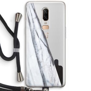 Gestreepte marmer: OnePlus 6 Transparant Hoesje met koord