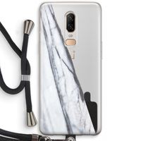 Gestreepte marmer: OnePlus 6 Transparant Hoesje met koord
