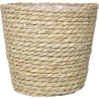 Bela Arte Bloempot - rotan - gedraaid riet - 17 cm - mand - thumbnail