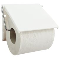 Toiletrolhouder wand/muur - metaal met afdekklepje - ivoor wit