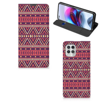 Motorola Moto G100 Hoesje met Magneet Aztec Paars