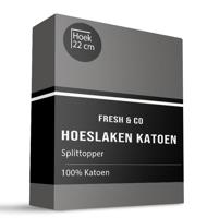 Splittopper Hoeslaken - Katoen - Antraciet - Verkoelend - 160x200 cm - Antraciet - Fresh and Co - Dekbed-Discounter.nl
