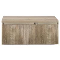 Frozen 3D Badmeubelset 100 cm - Greeplijst in Kleur - Wastafel Onderkast met Bovenblad Grain Oak