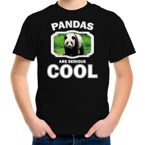 Dieren grote panda t-shirt zwart kinderen - pandas are cool shirt jongens en meisjes XL (158-164)  -