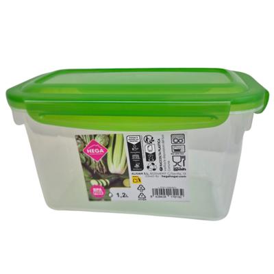 Vershoudbakje - transparant/groen - 1,2 liter - 19 x 11 x 11 cm - plastic - vershouddoos