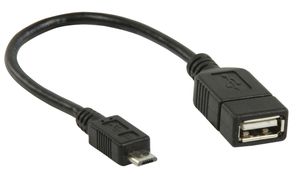 Valueline VLMP60515B0.20 kabeladapter/verloopstukje USB 2.0 Micro-B USB 2.0 A Zwart