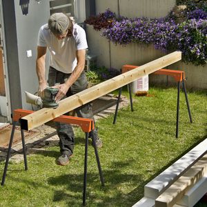 Set van 2 Steigerbokken Klapbok Tot 600 kg Werkbokken Inklapbaar Opvouwbare Bok met Handgreep Orange
