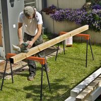 Set van 2 Steigerbokken Klapbok Tot 600 kg Werkbokken Inklapbaar Opvouwbare Bok met Handgreep Orange