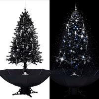 Kerstboom sneeuwend met paraplubasis 190 cm PVC zwart - thumbnail