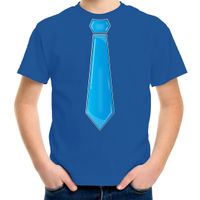 Verkleed t-shirt voor kinderen - stropdas - blauw - jongen - carnaval/themafeest kostuum Verkleed t-shirt voor kinderen - stropdas - blauw - jongen - carnaval/themafeest kostuum