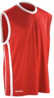 SALE! SPIRO RT278 Men´s Basketball Quick Dry Top - Red/White - Maat L - thumbnail
