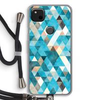 Gekleurde driehoekjes blauw: Pixel 4a Transparant Hoesje met koord