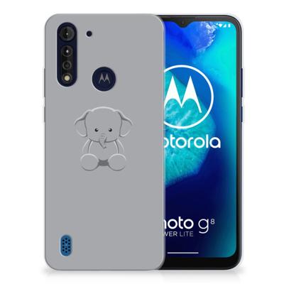 Motorola Moto G8 Power Lite Telefoonhoesje met Naam Grijs Baby Olifant Motorola Moto G8 Power Lite Telefoonhoesje met Naam Grijs Baby Olifant
