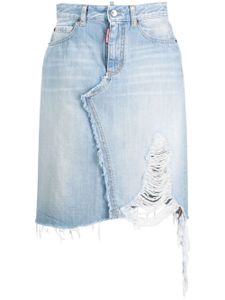 DSQUARED2 jupe évasée en jean à effet usé - Bleu