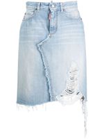 DSQUARED2 jupe évasée en jean à effet usé - Bleu