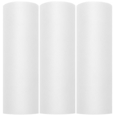 3x Hobby/decoratie witte tule stofjes op rol 15 cm x 9 meter