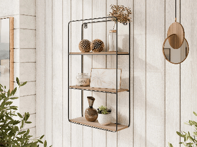 Wandplank LOSTIVALE zwart/natuurlijke eik