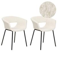 Beliani - CASEY - Eetkamerstoelen set van 2 - Off-white - Polyester - thumbnail