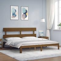 Bedframe met hoofdbord massief hout honingbruin 200x200 cm