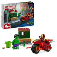 LEGO Marvel 76287 Iron Man met motorfiets en Hulk, Avengers set met minifiguren