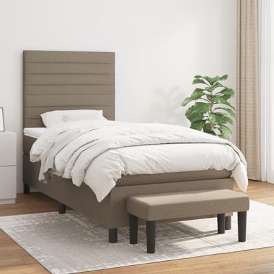 Boxspring met matras stof taupe 90x190 cm