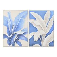 Canvas Home ESPRIT Blauw Wit Lakens Tropisch 82,5 x 4,5 x 122,5 cm (2 Stuks)