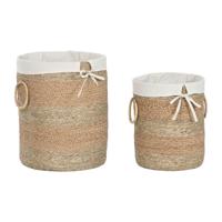 Mandenset Home ESPRIT Crème Natuurlijk Zeegras Tropisch (2 Onderdelen)