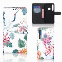 Samsung Galaxy A9 2018 Telefoonhoesje met Pasjes Bird Flowers - thumbnail