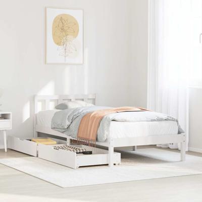 Bedframe zonder matras massief grenenhout wit 90x190 cm