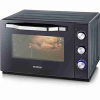 Severin tot 2073 Posable oven xxl met roterende warmte 60 l met pizza -steen en bochten, 2.200 W, 120 min timer, zwart/roestvrij staal