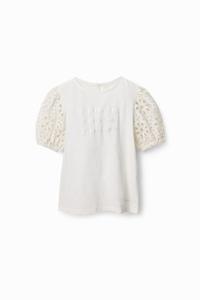 T-shirt met pofmouwen - WHITE - 9/10