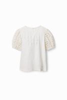 T-shirt met pofmouwen - WHITE - 3/4 - thumbnail