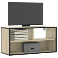 Tv-meubel 80x31x39,5 cm bewerkt hout metaal sonoma eikenkleurig