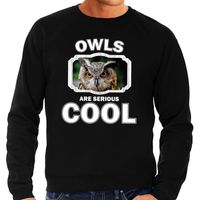 Dieren uil sweater zwart heren - owls are cool trui - thumbnail