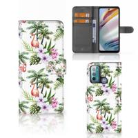 Motorola Moto G60 | Telefoonhoesje | Met pasjeshouder | Flamingo Palms Motorola Moto G60 | Telefoonhoesje | Met pasjeshouder | Flamingo Palms